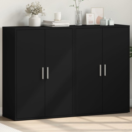 Dulapuri, 2 buc., negru, 60x31x84 cm, lemn prelucrat - Img 1