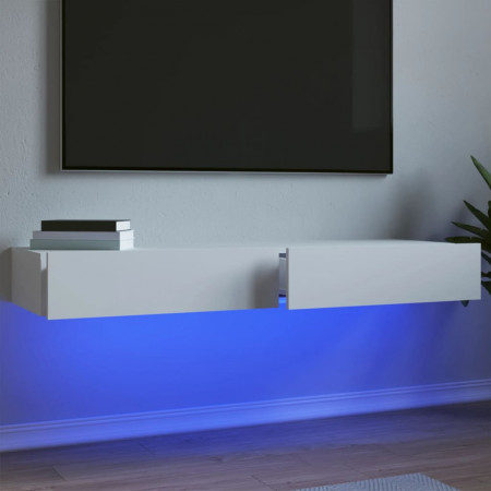 Dulapuri TV cu lumini LED, 2 buc., alb, 60x35x15,5 cm