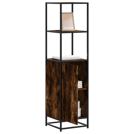 Dulapuru stejar afumat 35,5x35x139 cm lemn și metal prelucrat