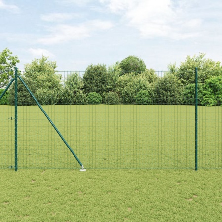 Euro Fence cu 7 stâlpi cu vârfuri 1.6x10 m Oțel galvanizat Verde