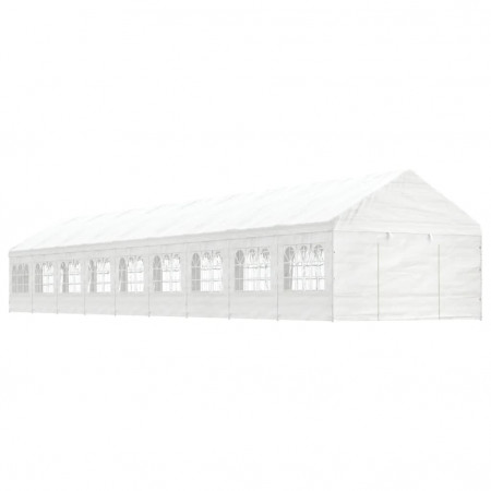 Foișor cu acoperiș, alb, 20,07x4,08x3,22 m, polietilenă - Img 1