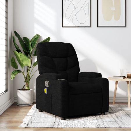 Fotoliu de masaj rabatabil, negru, material textil