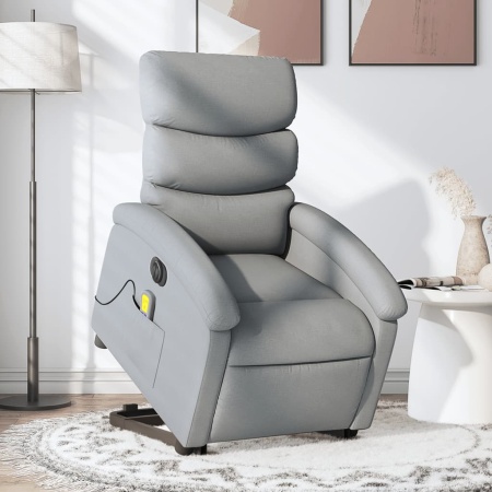 Fotoliu electric masaj rabatabil cu ridicare, gri închis textil