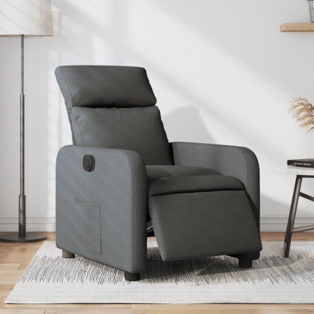 Fotoliu rabatabil electric, gri închis, material textil
