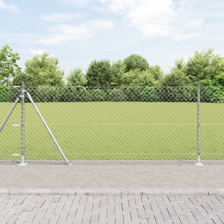 Gard cu Lanț Set de 2 Galvanizat Oțel galvanizat 25 x 1 m