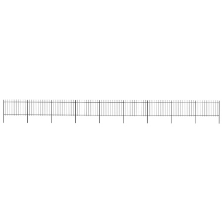 Gard de grădină cu vârf suliță, negru, 15,3 m, oțel