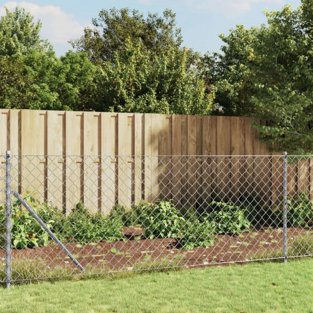 Gard plasă de sârmă cu țăruși de fixare, argintiu, 1,1x10 m - Img 1