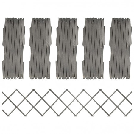 Garduri din spalier, 5 buc., gri, 180x30 cm, lemn masiv de brad - Img 1