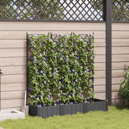 Ghiveci cu trellis 3 pcs Negru 120x40x125.5 cm