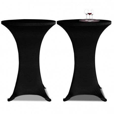 Husă de masă cu picior Ø80 cm, 2 buc., negru, elastic