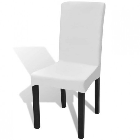 Husă elastică pentru scaun drept, 6 buc, alb - Img 1