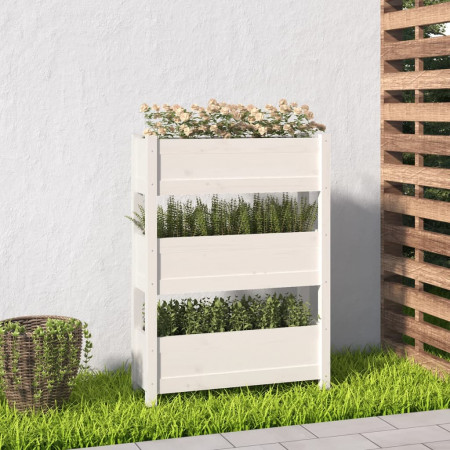Jardinieră, alb, 77 x 25 x 104,5 cm, lemn masiv de pin