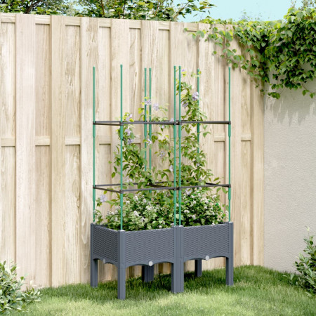Jardinieră de grădină cu spalier, gri, 80x40x142,5 cm, PP