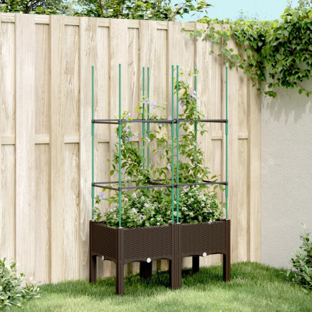 Jardinieră de grădină cu spalier, maro, 80x40x142,5 cm, PP