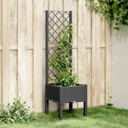Jardinieră de grădină cu spalier, negru, 40x40x142 cm, PP