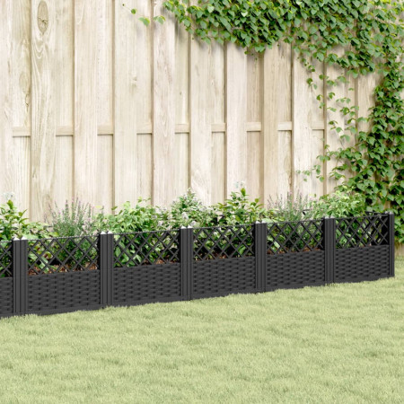 Jardinieră de grădină cu țăruși, negru, 363,5x43,5x43,5 cm, PP