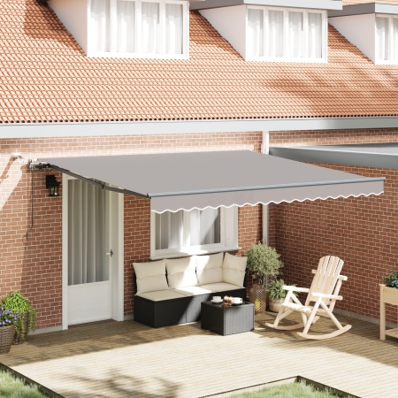 Marchiza automată retractabilă cu LED Gri deschis 400x350 cm, Material pentru înlocuirea marchizei pentru cadru de 4x3,5 m gri deschis
