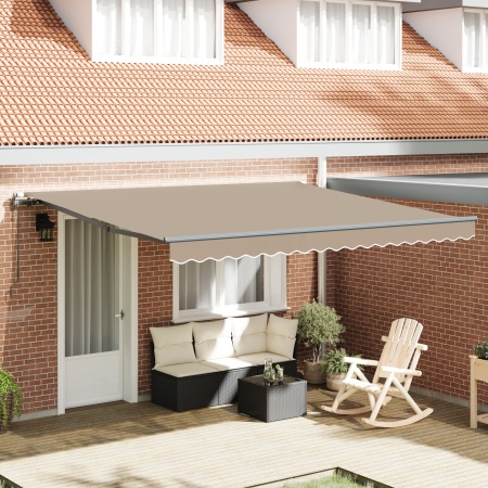 Marchiză retractabilă automată Bej 400x350 cm, Material de înlocuire pentru marchiză pentru cadru de 4x3.5 m Bej