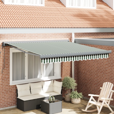 Marchiză retractabilă automată verde și albă 350x250 cm, Material de schimb pentru marchiză 3.5x2.5 m verde și alb