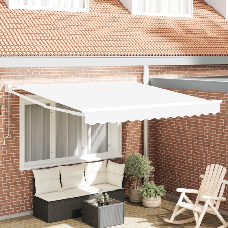 Marchiză retractabilă manuală Alb 300x250 cm, Material de înlocuire pentru marchiză pentru cadru de 3x2.5 m Alb
