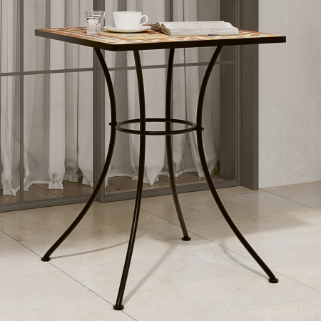 Masă de bistro, cărămiziu, 60x60x74 cm, ceramică, model mozaic