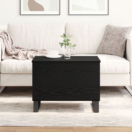 Masă de cafea cu capac rabatabil Negru Stejar 60x44,5x45 cm Lemn prelucrat