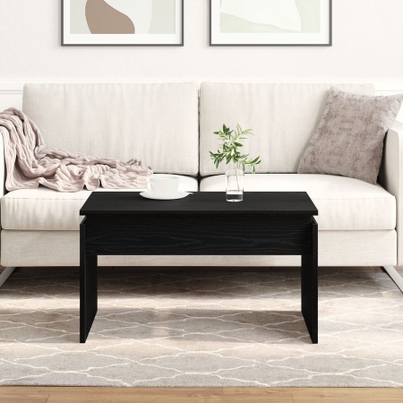 Masă de cafea Negru Stejar 68x38x50 cm Lemn Compus