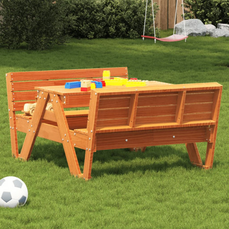 Masă de picnic pentru copii, maro, 88x122x58 cm, lemn masiv pin - Img 1