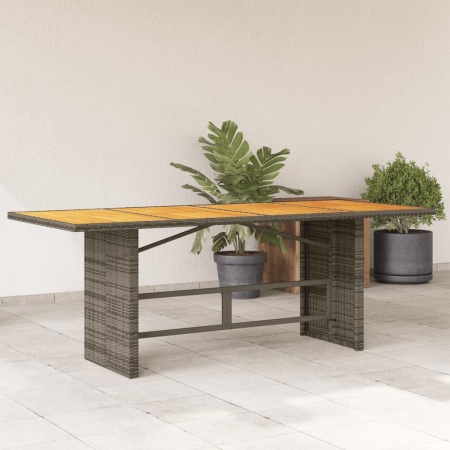 Masă grădină, blat din lemn acacia gri 190x80x75 cm poliratan
