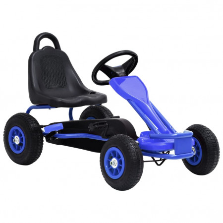 Mașinuță kart cu pedale și roți pneumatice, albastru - Img 1