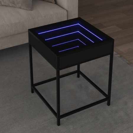 Măsuță de cafea cu LED infinity, negru, 40x40x51 cm