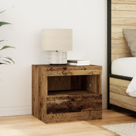 Noptieră cu lumini LED Lemn vechi 50x40x45 cm