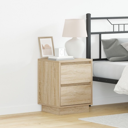 Noptieră cu lumini LED Stejar Sonoma 39x34.5x50 cm