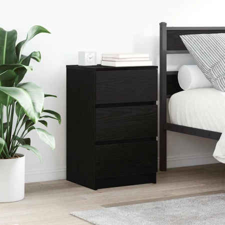 Noptiere cu 3 sertare 2 buc Negru 39x35x65 cm