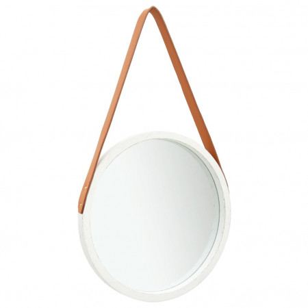 Oglindă de perete cu o curea, 40 cm, alb - Img 1
