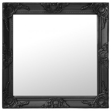 Oglindă de perete în stil baroc, negru, 60 x 60 cm