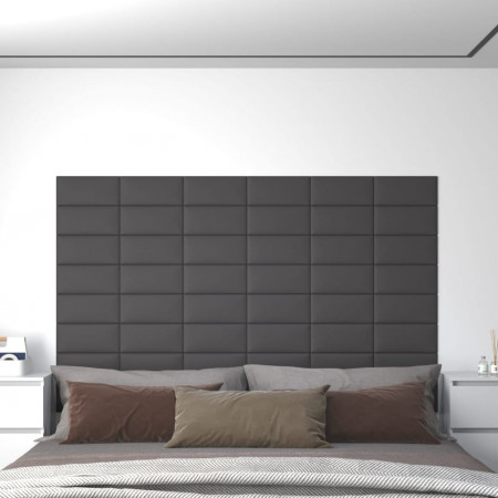 Panouri de perete 12 buc. gri 30x15 cm piele ecologică 0,54 m²