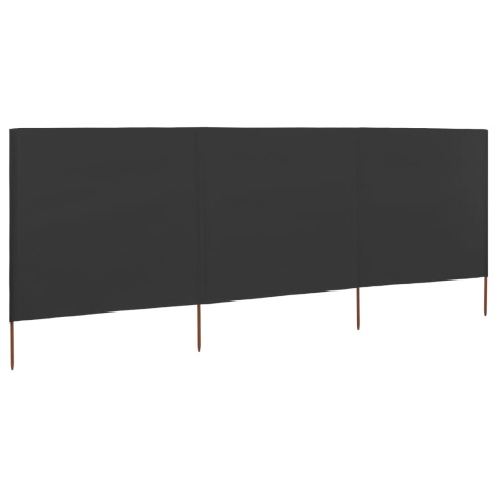 Paravan anti-vânt din 3 panouri, antracit, 400x120 cm, textil