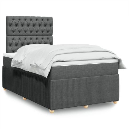 Pat box spring cu saltea, gri închis, 120x200 cm, textil