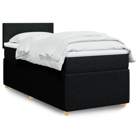 Pat box spring cu saltea, negru, 100x200 cm, textil - Img 1