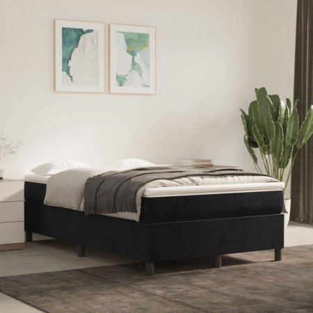 Pat box spring cu saltea, negru, 120x200 cm, catifea