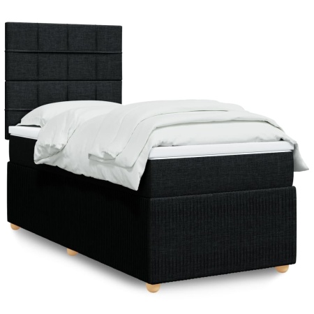 Pat box spring cu saltea, negru, 80x200 cm, textil - Img 1