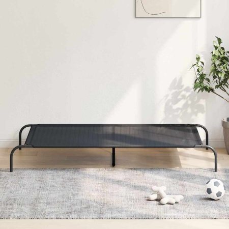 Pat înălțat pentru câini negru 150x90x20 cm Textilenă și oțel