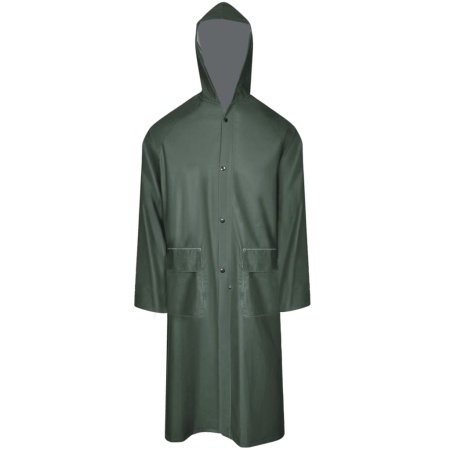 Pelerină de ploaie impermeabilă lungă cu glugă, L, verde