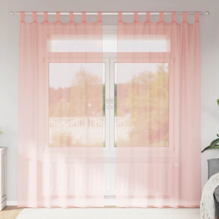 Perdele Voile cu buzunare pentru bare 2 buc Roz