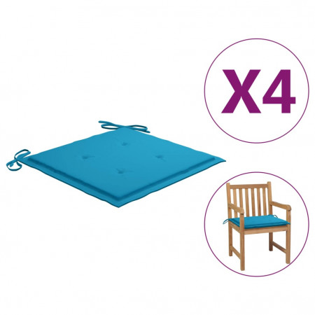 Perne scaun de grădină, 4 buc., albastru, 50x50x4 cm, textil