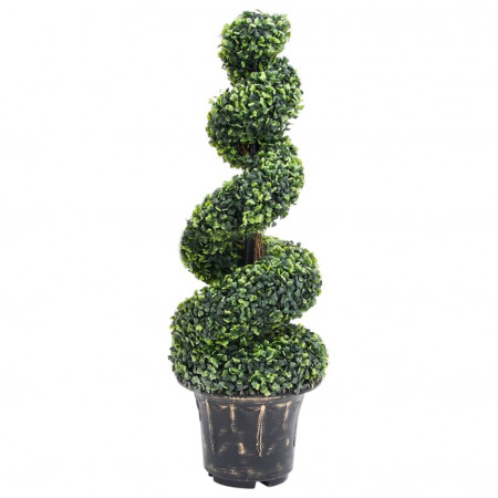 Plantă artificială de cimișir cu ghiveci, verde, 100cm, spirală