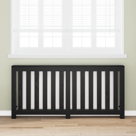 Protecție Radiator Negru Stejar 175x20x82 cm Lemn Ingineresc