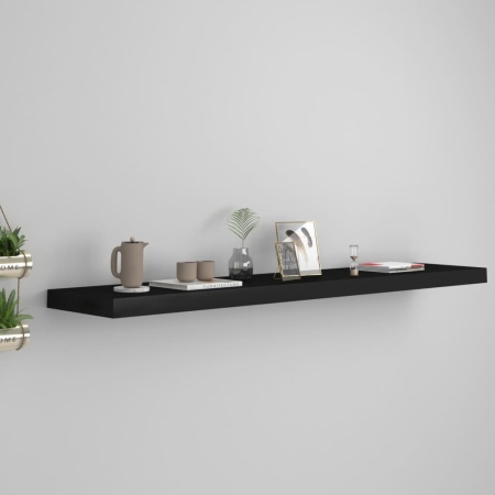Raft de perete suspendat, negru, 120x23,5x3,8 cm, MDF