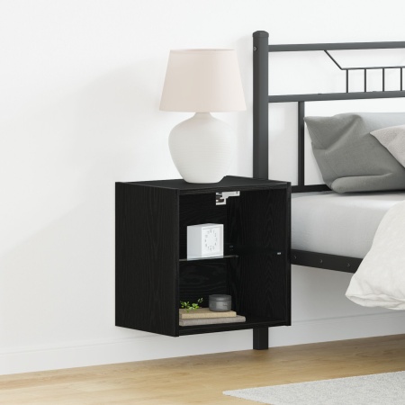 Raft flotant 2 buc Negru Stejar 40x28,5x40 cm Lemn compus